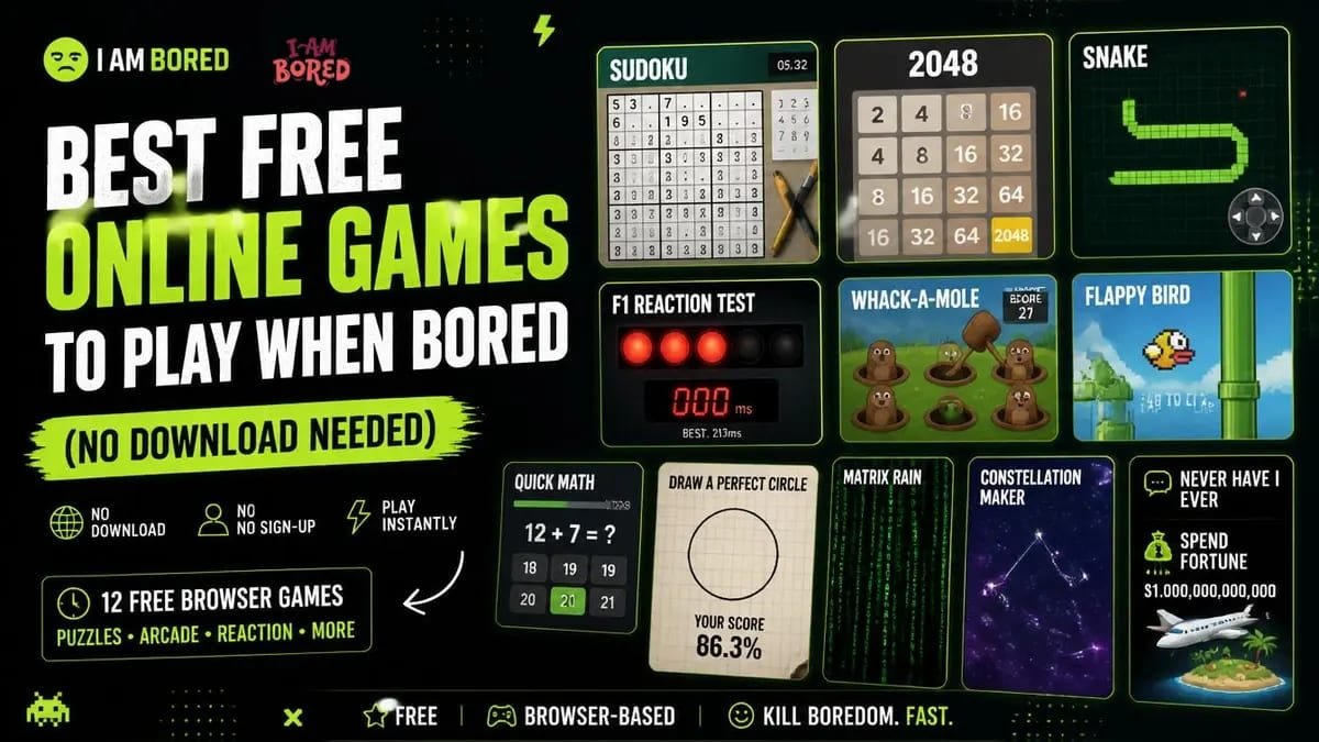 Best Free Online Games to Play When Bored (No Download Needed) | I Am Bored