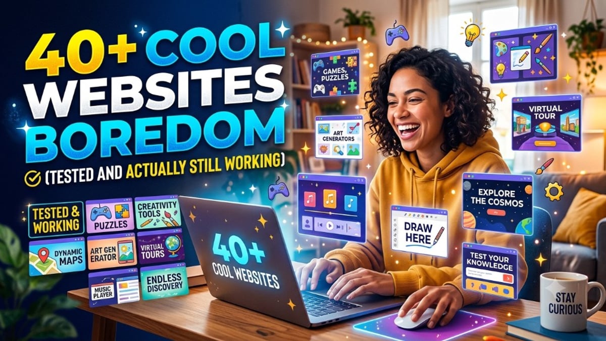 A collage of colorful browser windows representing weird and fun websites