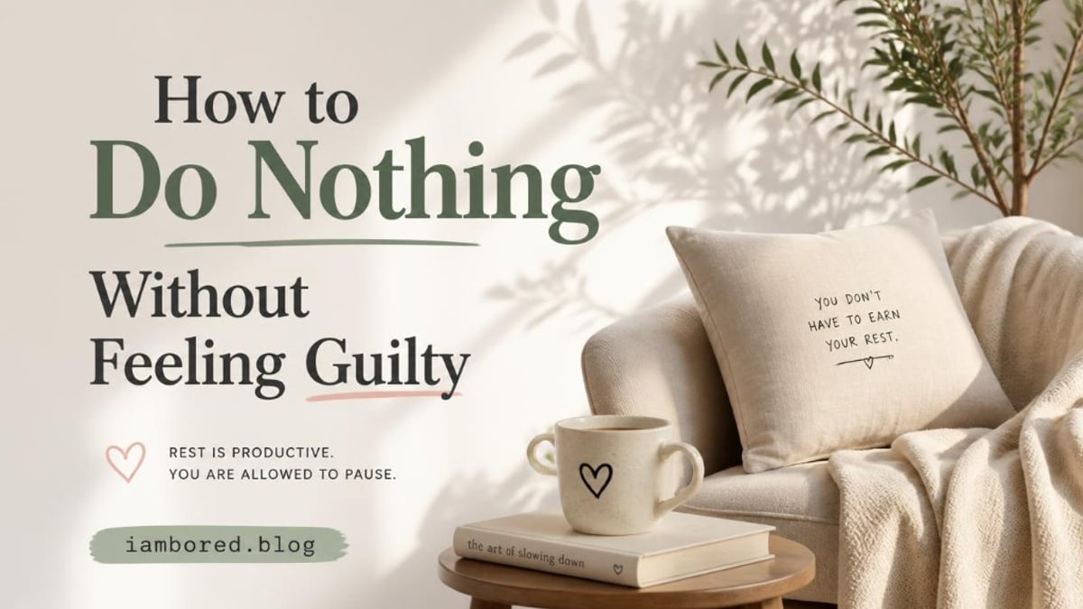 Soft armchair with a knit blanket, mug, and book titled the art of slowing down