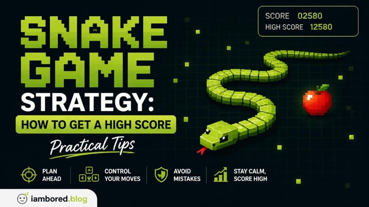 Green voxel snake approaching a red apple with high score tips and plan-ahead icons