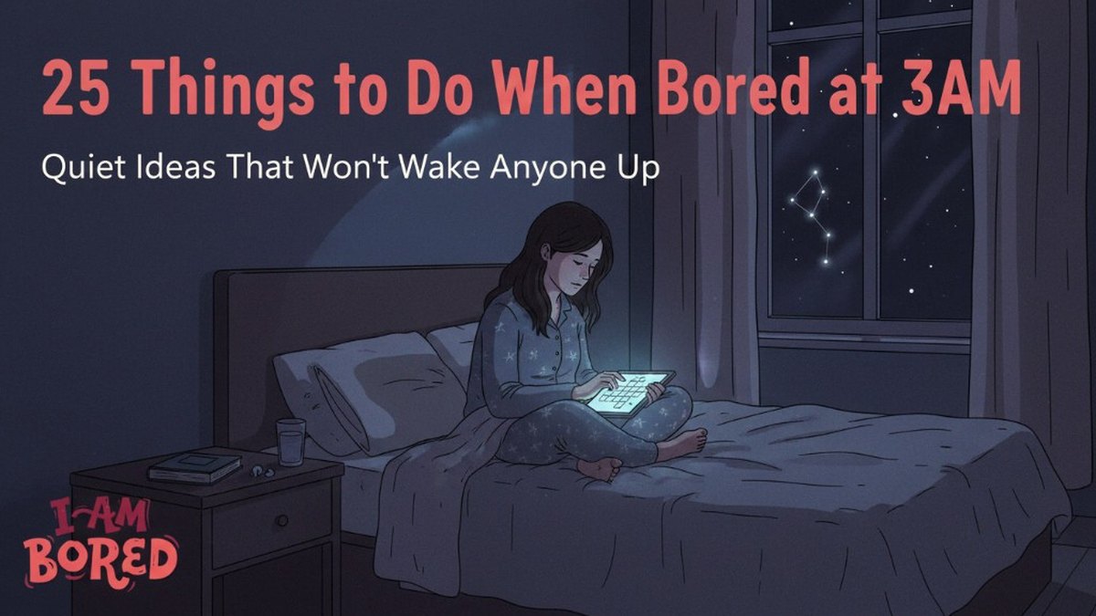person sitting up in bed at 3am looking bored and awake