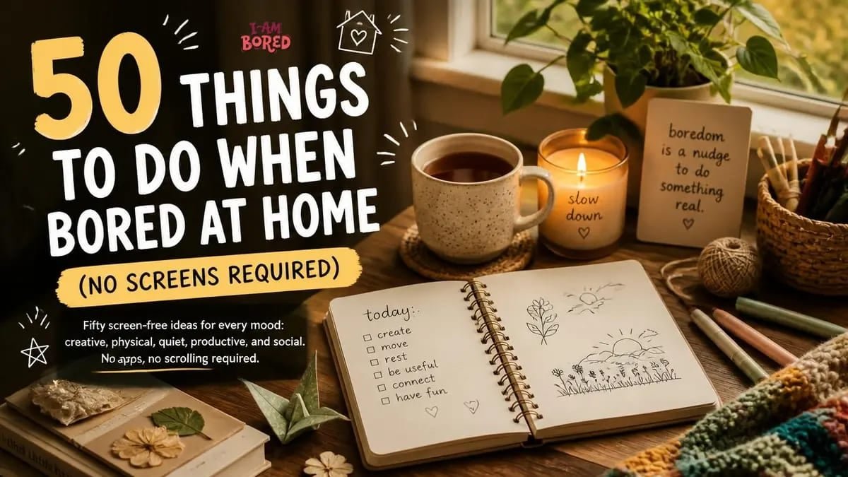 50 Things to Do When Bored at Home (No Screens Required) | I Am Bored